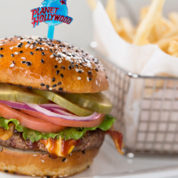 BBQ Bacon Cheddar Burger sold by Planet Hollywood
