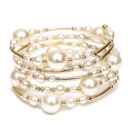 Gold Coil Bracelet w/ Pearls sold by The Bead Factory