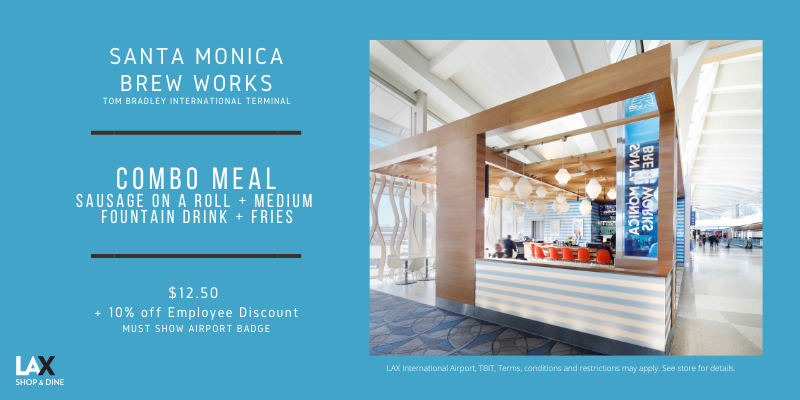 SANTA MONICA BREW WORKS COMBO MEAL $12.50 + 10% OFF EMPLOYEE DISCOUNT